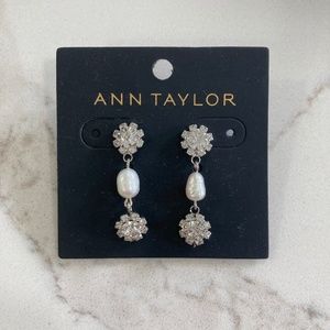 Ann Taylor Rhinestone Crystal & Pearl Earrings